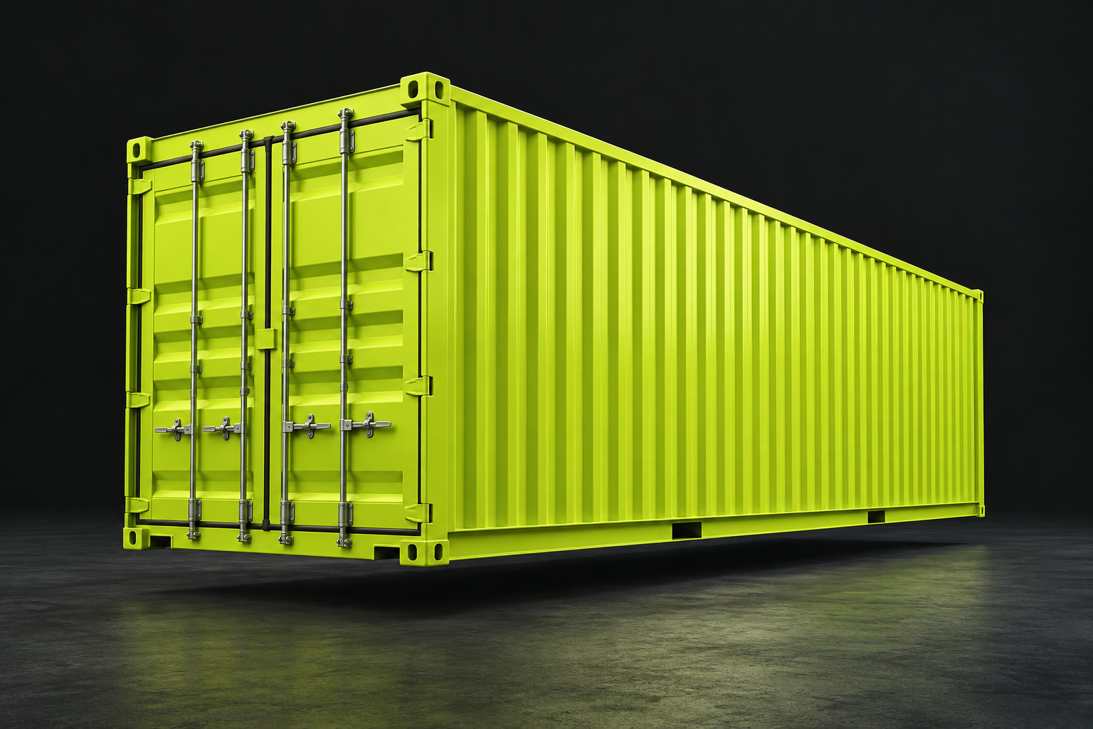 Ilustração conceitual de container verde-lima em perspectiva